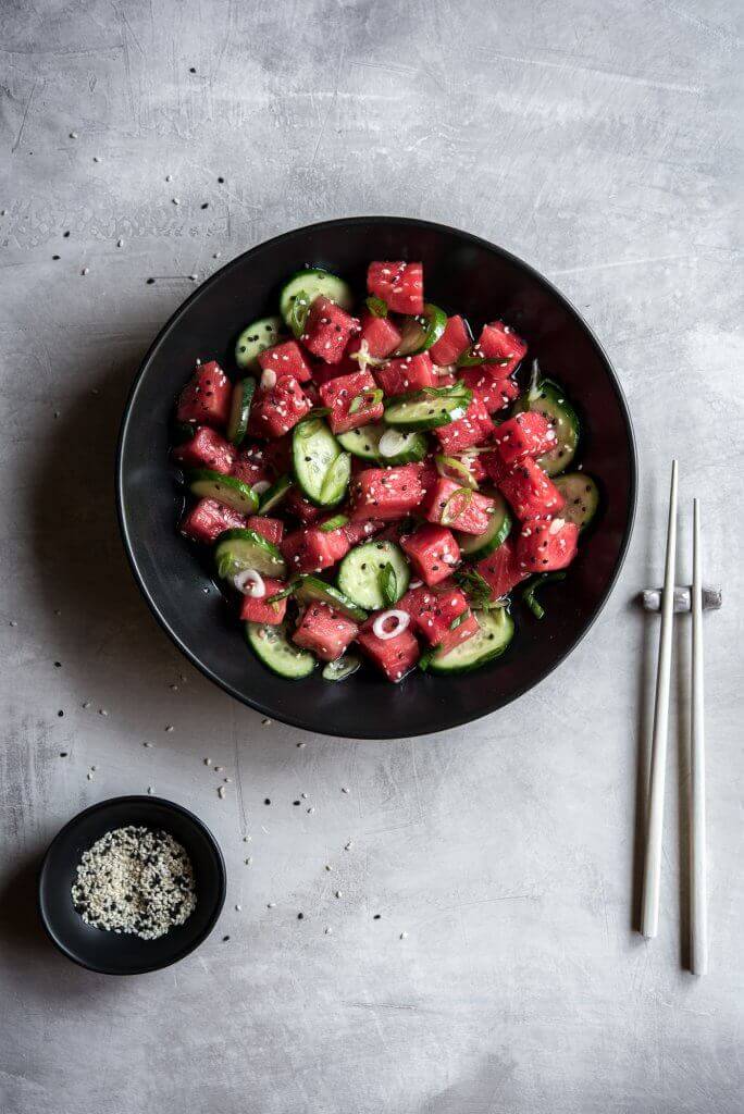 Vannmelon og agurk salat